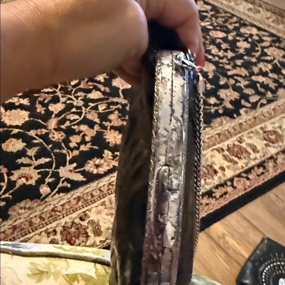 Brighton Black Crocodile-Embossed Clutch with Chain- vintage - Picture 6 of 9